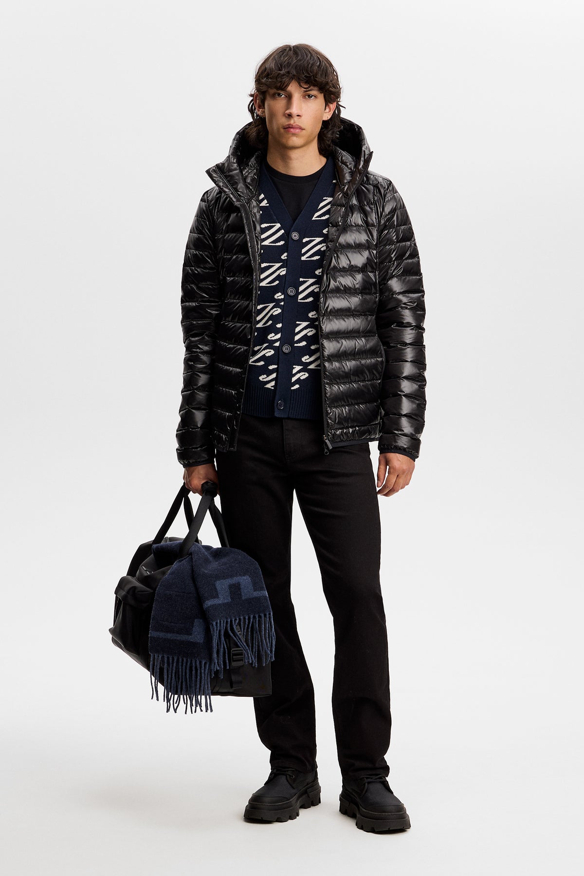 O631 CARDI JACQUARD - JL NAVY
