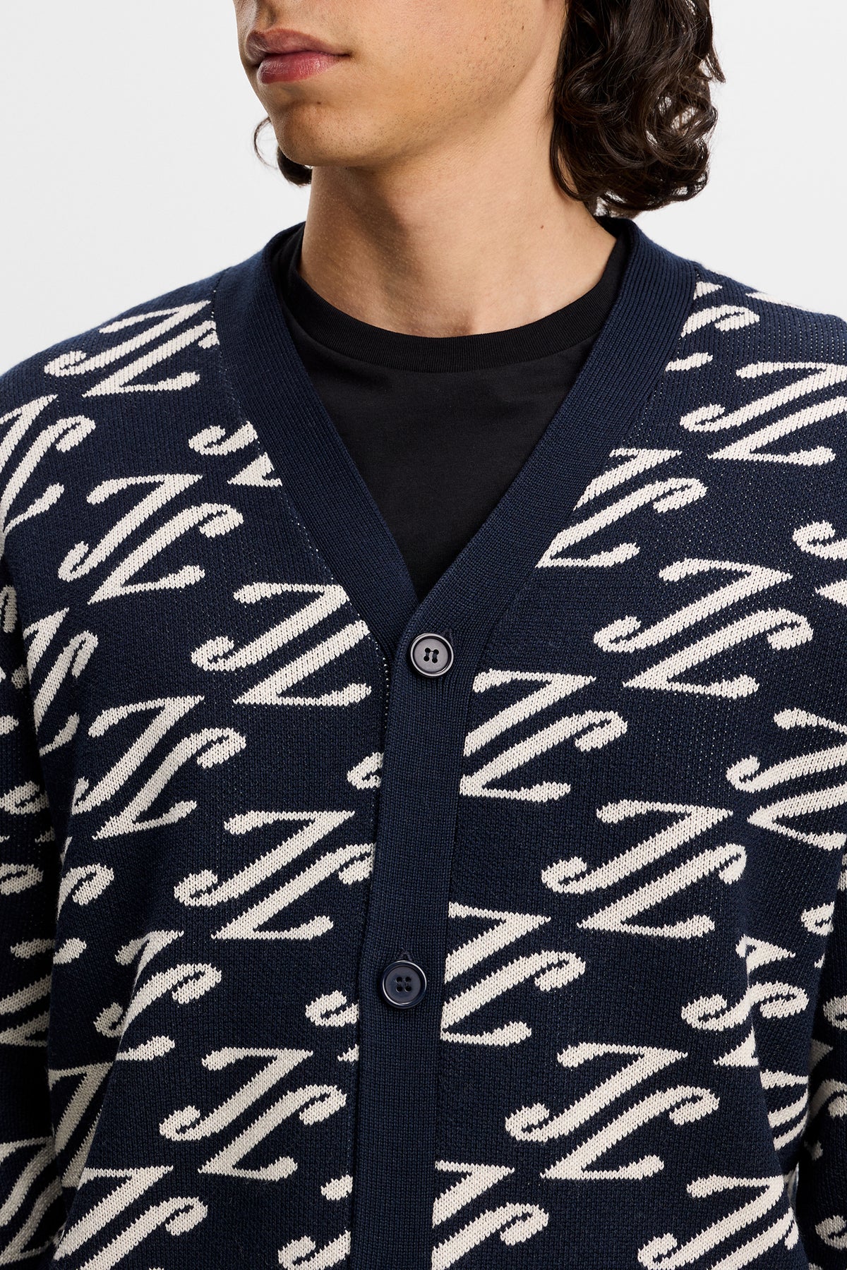 O631 CARDI JACQUARD - JL NAVY