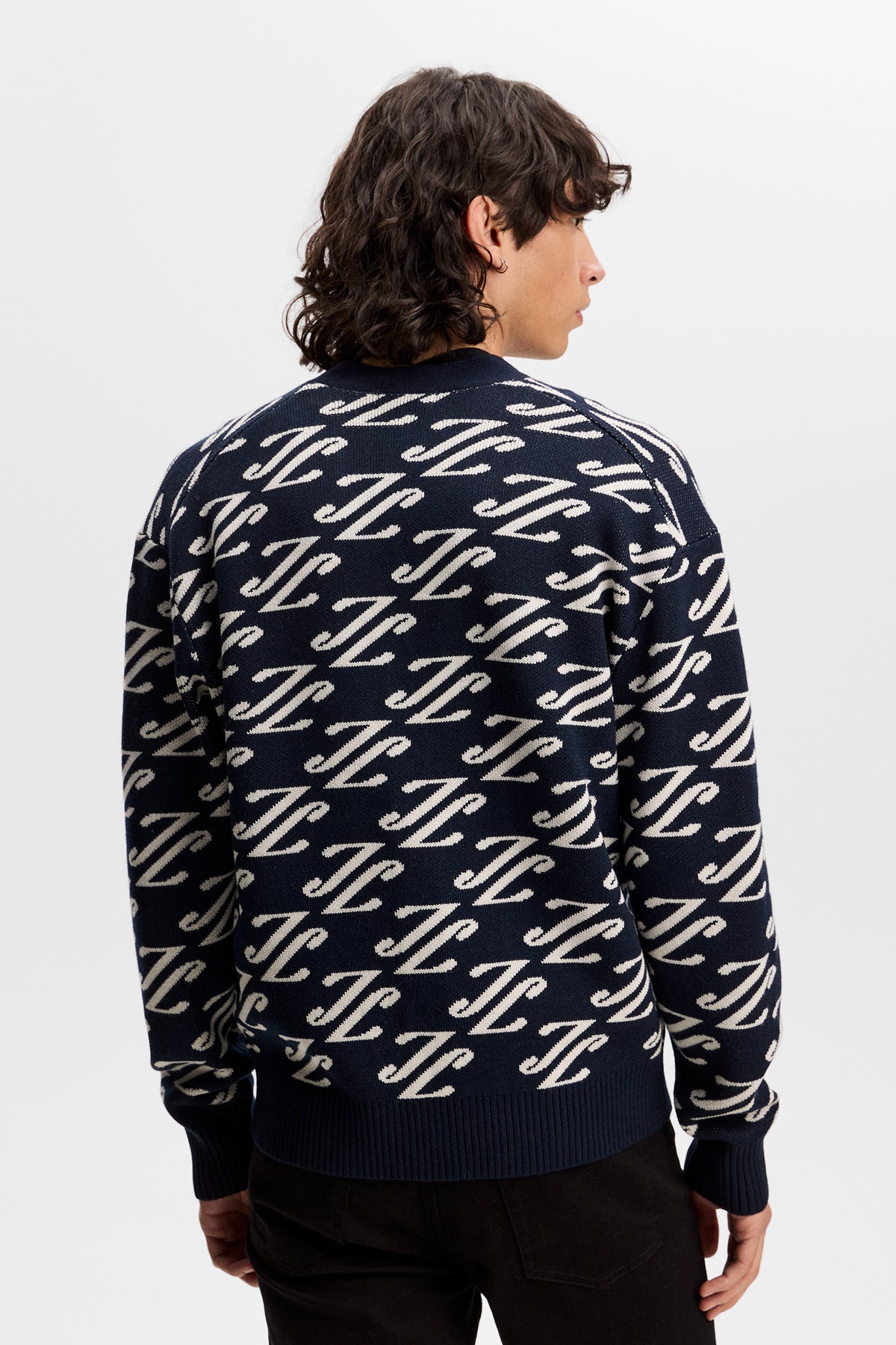 O631 CARDI JACQUARD - JL NAVY